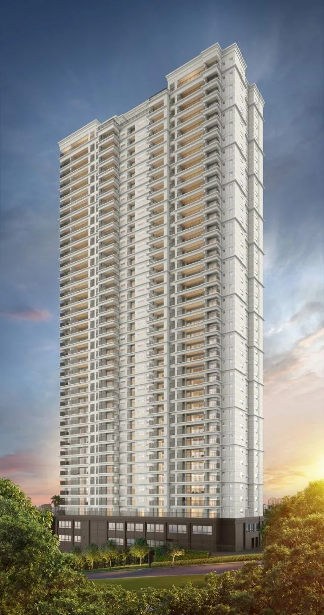 Render da fachada das Torres B e C do Alive Home Resort