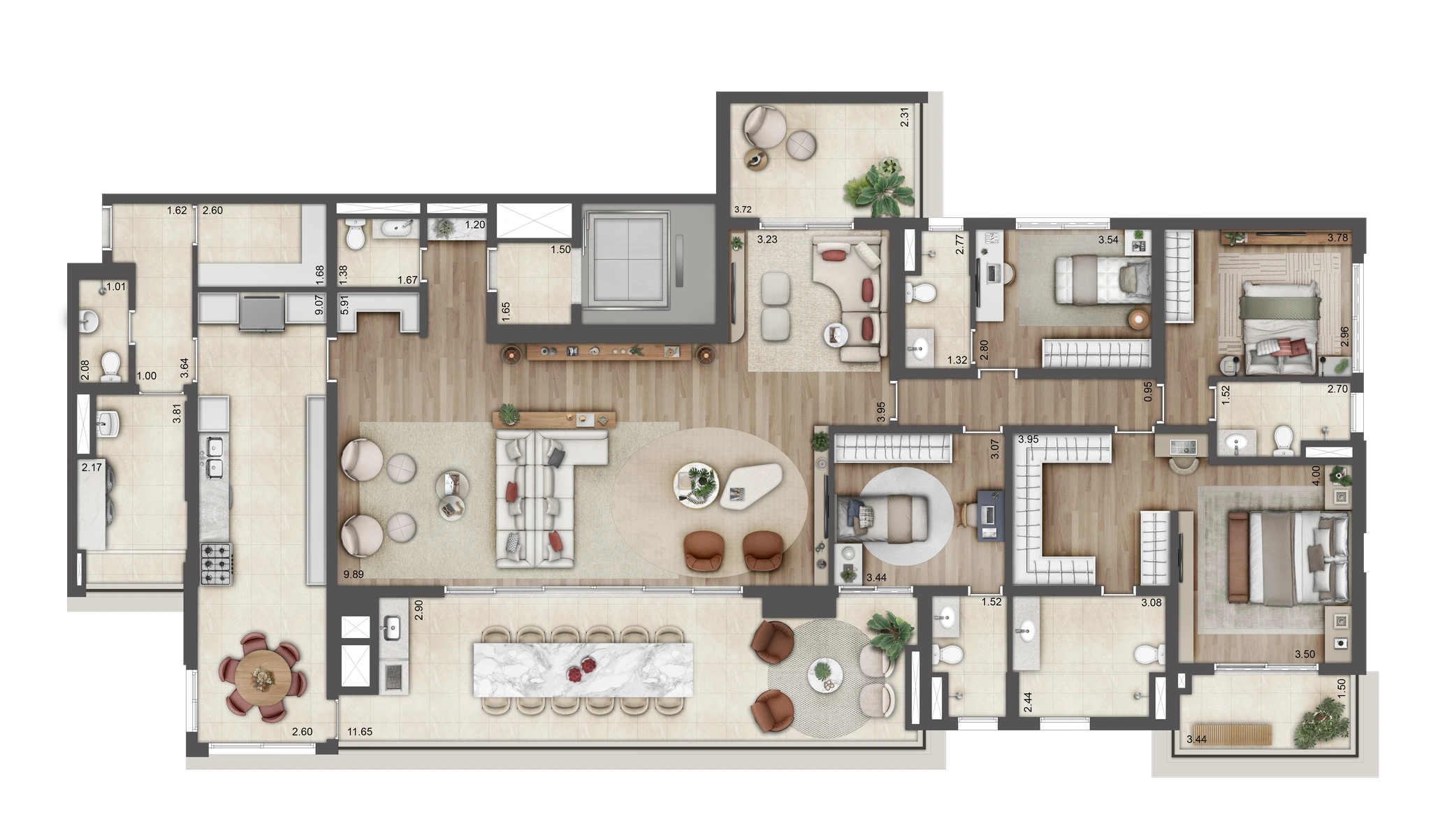 Planta Tipo 276 m² - Torre A